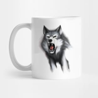 Cute Fierce Wolf Drawing Mug